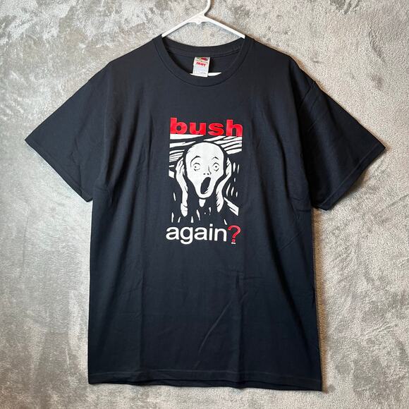Vintage “Bush Again?” 2004 Political T-Shirt Black Short Sleeve Scream Ed Large - Picture 1 of 7